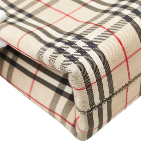 バーバリー ノバチェック ハンドバッグ ベージュ マルチカラー キャンバス レザー レディース BURBERRY 【中古】