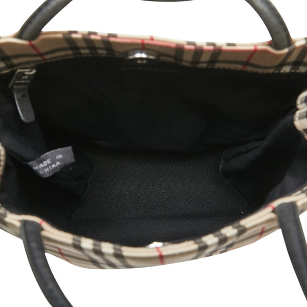 バーバリー ノバチェック ハンドバッグ ベージュ マルチカラー キャンバス レザー レディース BURBERRY 【中古】