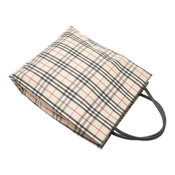 バーバリー ノバチェック ハンドバッグ トートバッグ ベージュ マルチカラー キャンバス レザー レディース BURBERRY 【中古】