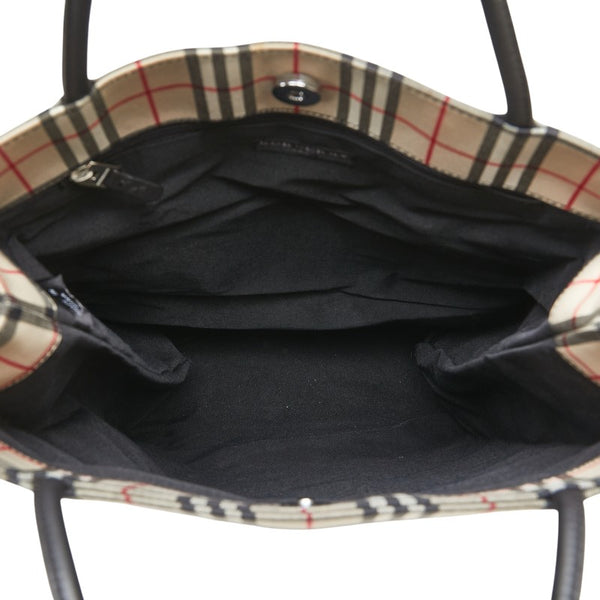 バーバリー ノバチェック ハンドバッグ トートバッグ ベージュ マルチカラー キャンバス レザー レディース BURBERRY 【中古】