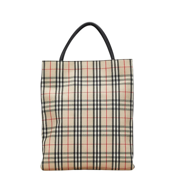 バーバリー ノバチェック ハンドバッグ トートバッグ ベージュ マルチカラー キャンバス レザー レディース BURBERRY 【中古】