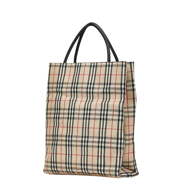 バーバリー ノバチェック ハンドバッグ トートバッグ ベージュ マルチカラー キャンバス レザー レディース BURBERRY 【中古】