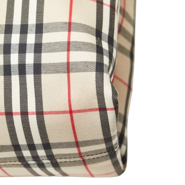 バーバリー ノバチェック ハンドバッグ トートバッグ ベージュ マルチカラー キャンバス レザー レディース BURBERRY 【中古】