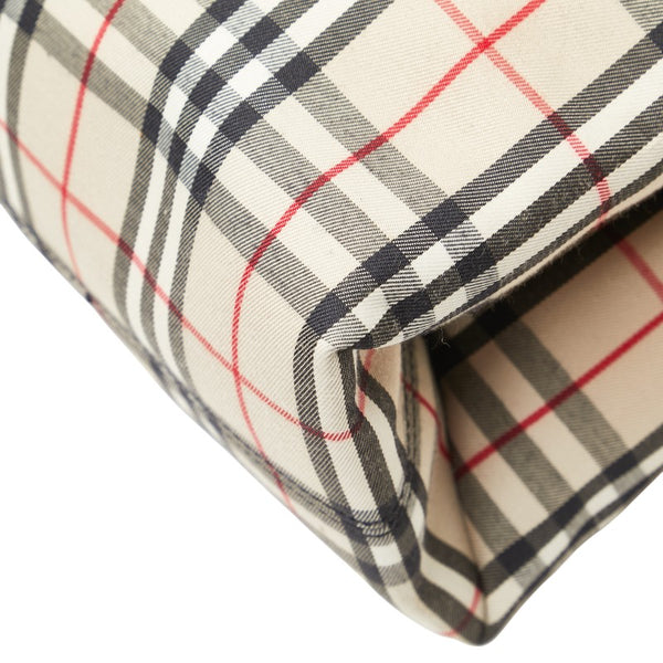 バーバリー ノバチェック ハンドバッグ トートバッグ ベージュ マルチカラー キャンバス レザー レディース BURBERRY 【中古】