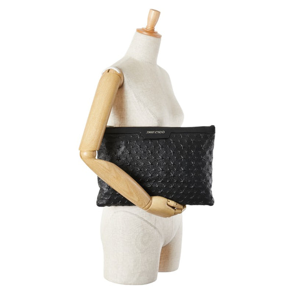 ジミーチュウ 星 スター モチーフ クラッチバッグ ブラック レザー メンズ JIMMY CHOO 【中古】