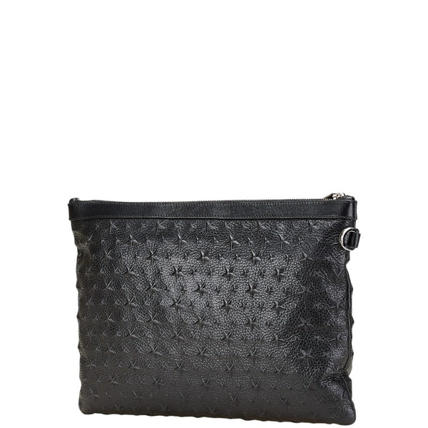 ジミーチュウ 星 スター モチーフ クラッチバッグ ブラック レザー メンズ JIMMY CHOO 【中古】