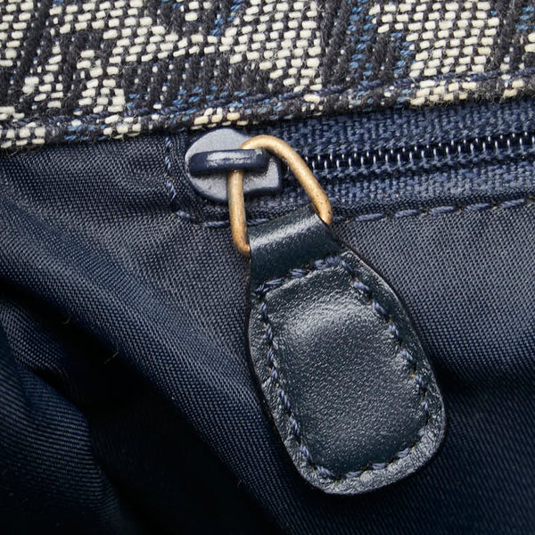 ディオール トロッター ハンドバッグ ネイビー ベージュ キャンバス レザー レディース Dior 【中古】
