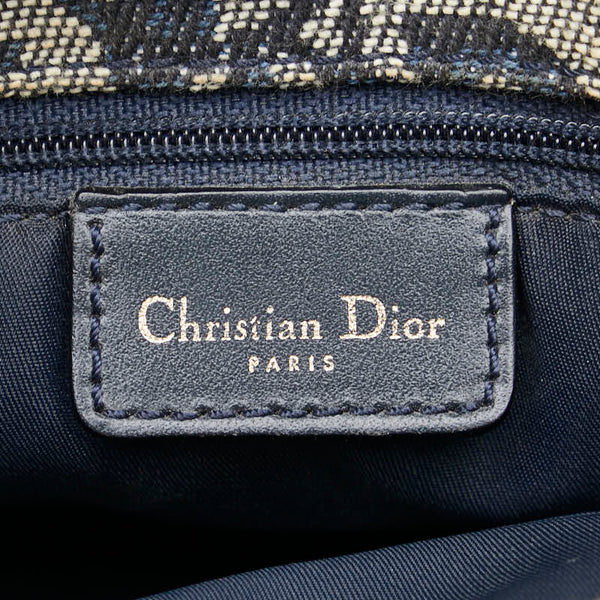 ディオール トロッター ハンドバッグ ネイビー ベージュ キャンバス レザー レディース Dior 【中古】