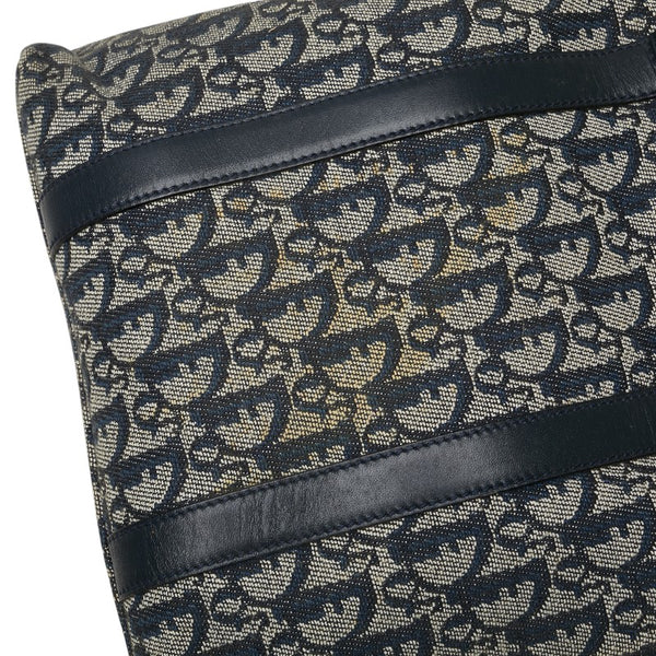 ディオール トロッター ハンドバッグ ネイビー ベージュ キャンバス レザー レディース Dior 【中古】