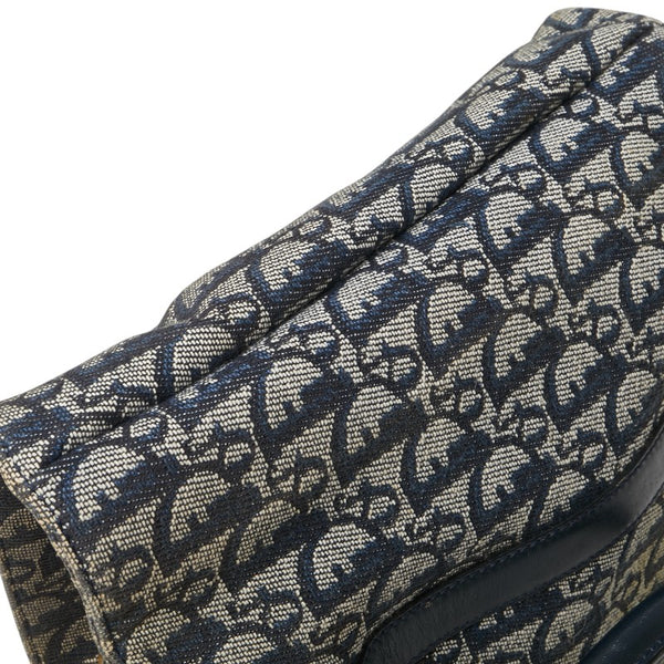 ディオール トロッター ハンドバッグ ネイビー ベージュ キャンバス レザー レディース Dior 【中古】