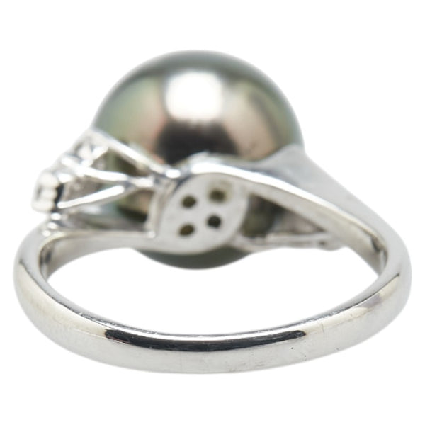 Pt900 プラチナ 黒蝶真珠12.1mm ダイヤ0.14ct リング 指輪 レディース 15号 【中古】
