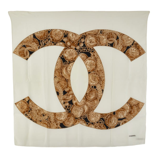 シャネル ココマーク スカーフ ホワイト マルチカラー レディース CHANEL 【中古】