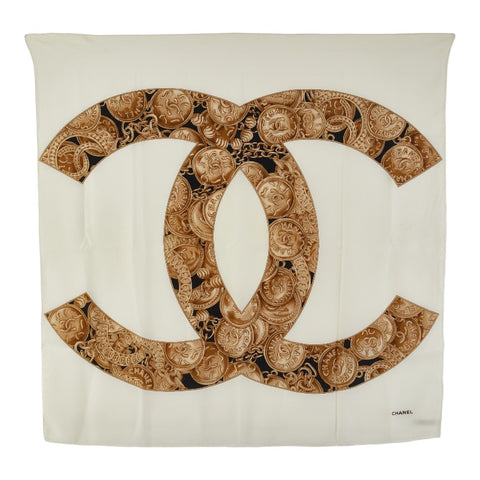 シャネル ココマーク スカーフ ホワイト マルチカラー レディース CHANEL 【中古】