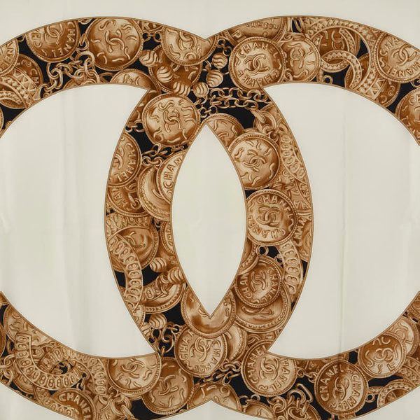 シャネル ココマーク スカーフ ホワイト マルチカラー レディース CHANEL 【中古】