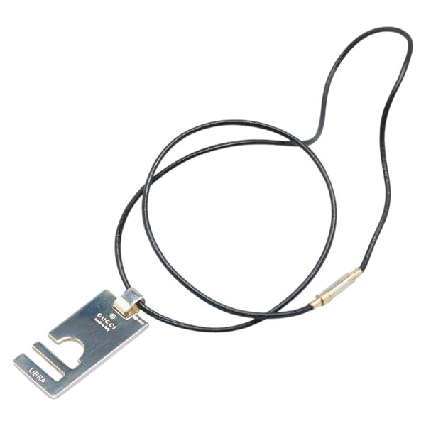 グッチ LIBRA 天秤座 てんびん座 ネックレス シルバー ブラック SV925 シルバー レザー レディース GUCCI 【中古】