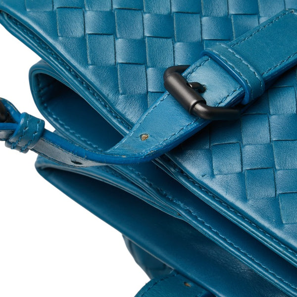ボッテガヴェネタ イントレチャート ハンドバッグ トートバッグ ブルー レザー レディース BOTTEGAVENETA 【中古】