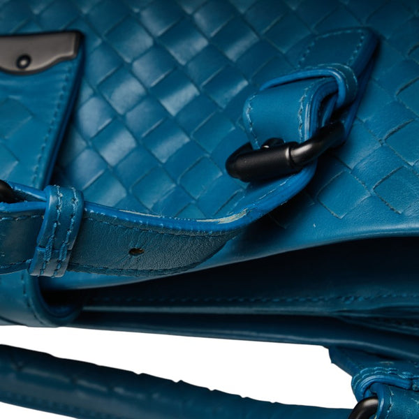 ボッテガヴェネタ イントレチャート ハンドバッグ トートバッグ ブルー レザー レディース BOTTEGAVENETA 【中古】