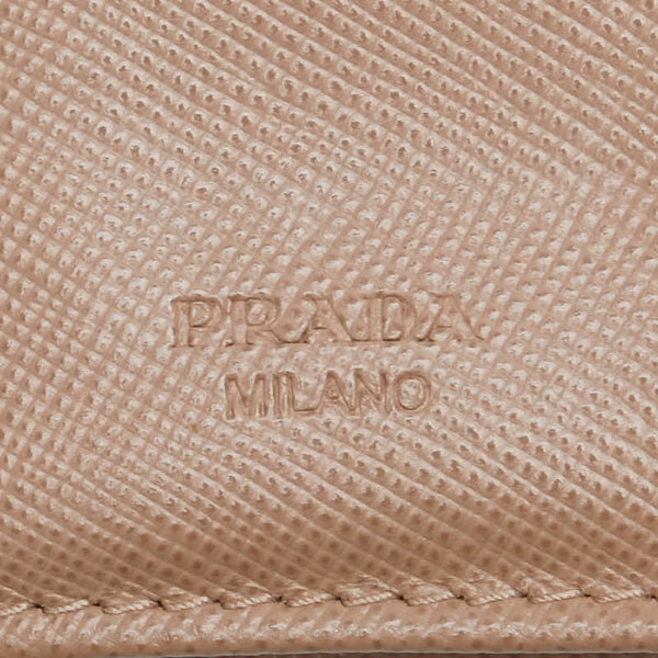 プラダ サフィアーノ カードケース パスケース ベージュ レザー レディース PRADA 【中古】