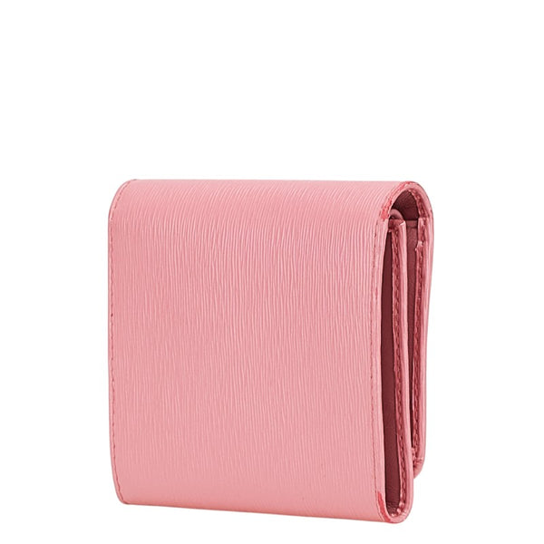 プラダ 三つ折り財布 ピンク レザー レディース PRADA 【中古】