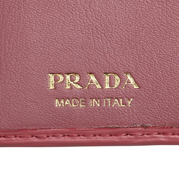 プラダ 三つ折り財布 ピンク レザー レディース PRADA 【中古】