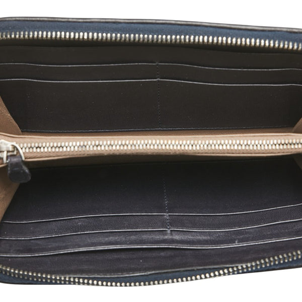 ボッテガヴェネタ イントレチャート ラウンドファスナー 長財布 ブラック レザー レディース BOTTEGAVENETA 【中古】