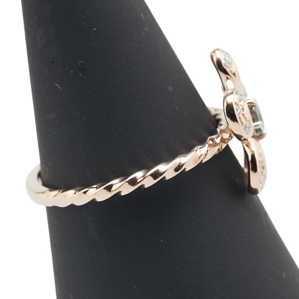 K18PG ピンクゴールド アレキサンドライト0.14ct ダイヤ0.14ct 花 フラワー モチーフ リング 指輪 レディース 10号 【中古】