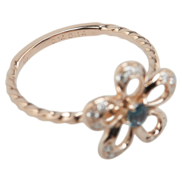 K18PG ピンクゴールド アレキサンドライト0.14ct ダイヤ0.14ct 花 フラワー モチーフ リング 指輪 レディース 10号 【中古】