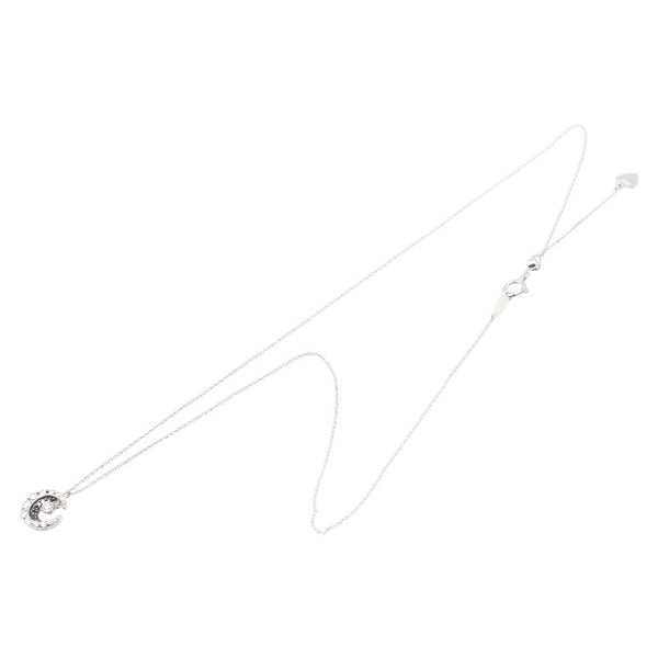 K18WG ホワイトゴールド ダイヤ0.36ct ムーン 三日月 モチーフ ペンダントネックレス レディース 【中古】
