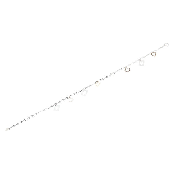K18WG ホワイトゴールド ハート スペード クローバー ダイヤ モチーフ アンクレット アンクルブレスレット レディース 【中古】