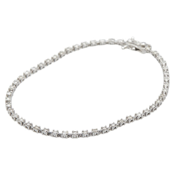 K18WG ホワイトゴールド ダイヤ1.00ct テニスチェーン ブレスレット レディース 【中古】
