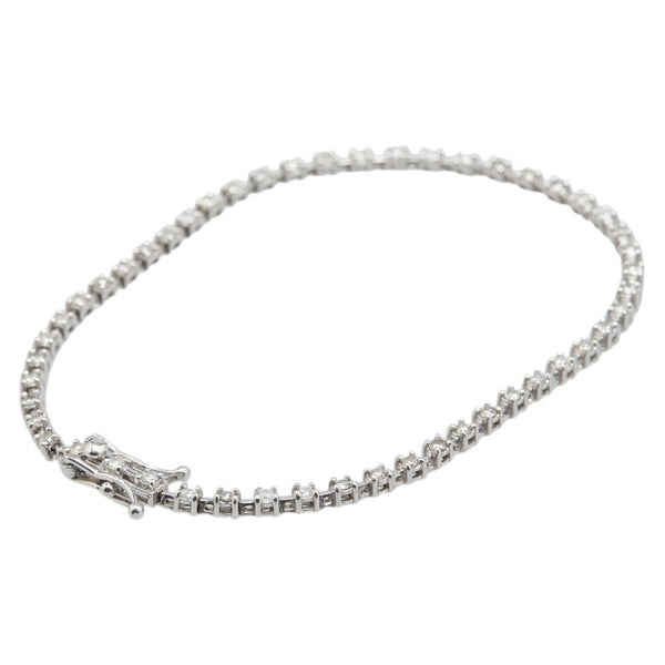 K18WG ホワイトゴールド ダイヤ1.00ct テニスチェーン ブレスレット レディース 【中古】