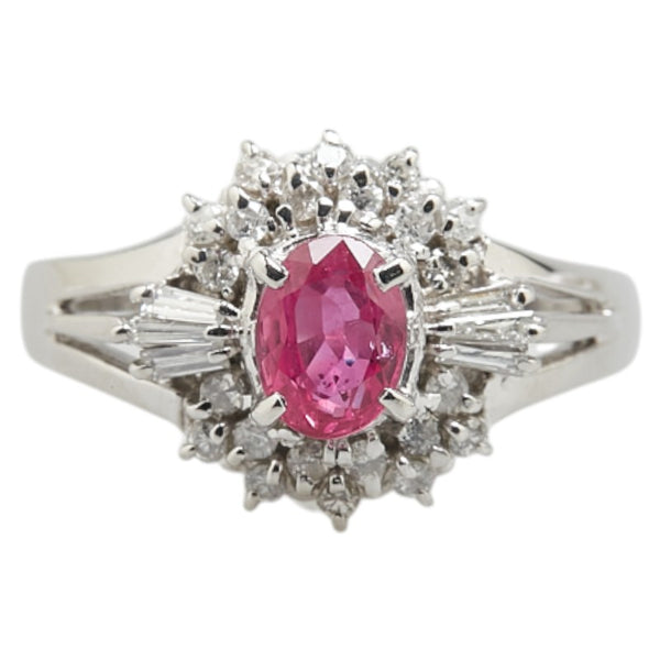 Pt900 プラチナ ルビー0.59ct ダイヤ0.25ct リング 指輪 レディース 8号 【中古】