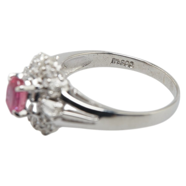 Pt900 プラチナ ルビー0.59ct ダイヤ0.25ct リング 指輪 レディース 8号 【中古】
