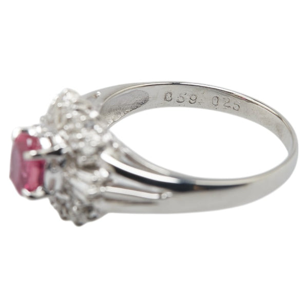 Pt900 プラチナ ルビー0.59ct ダイヤ0.25ct リング 指輪 レディース 8号 【中古】