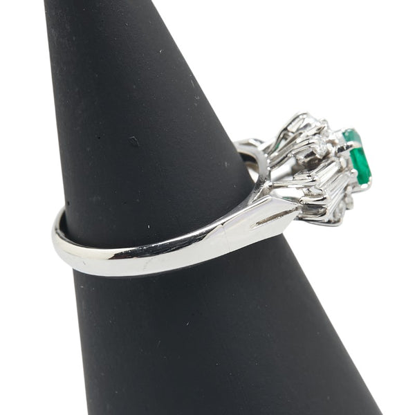 Pt900 プラチナ エメラルド0.25ct ダイヤ0.31ct リング 指輪 レディース 8.5号 【中古】