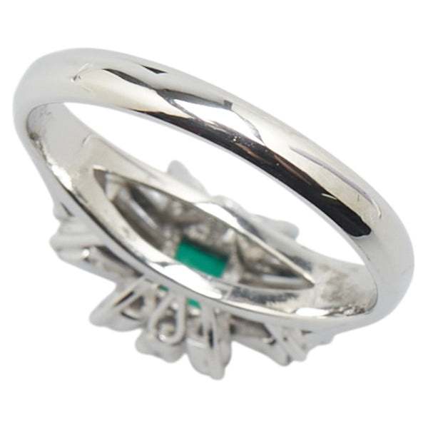 Pt900 プラチナ エメラルド0.25ct ダイヤ0.31ct リング 指輪 レディース 8.5号 【中古】