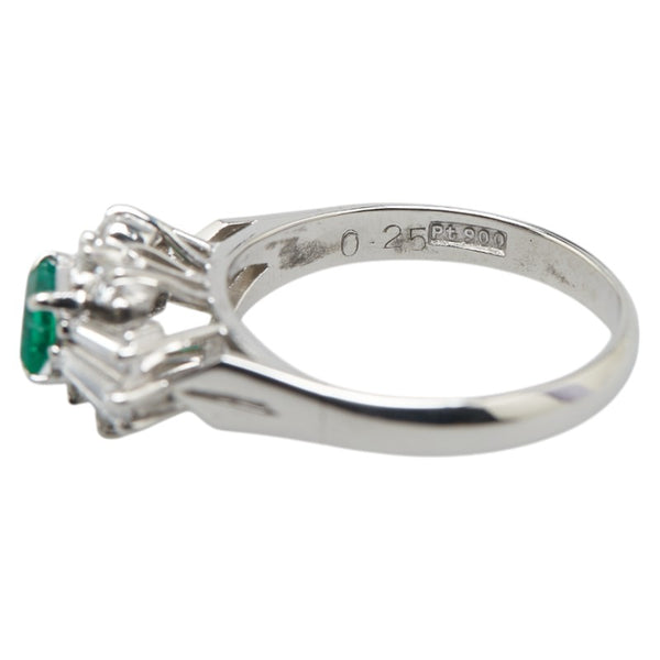 Pt900 プラチナ エメラルド0.25ct ダイヤ0.31ct リング 指輪 レディース 8.5号 【中古】