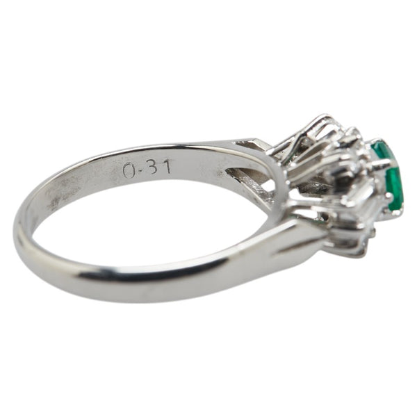 Pt900 プラチナ エメラルド0.25ct ダイヤ0.31ct リング 指輪 レディース 8.5号 【中古】