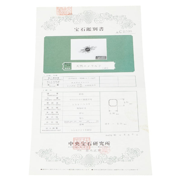 Pt900 プラチナ エメラルド0.25ct ダイヤ0.31ct リング 指輪 レディース 8.5号 【中古】