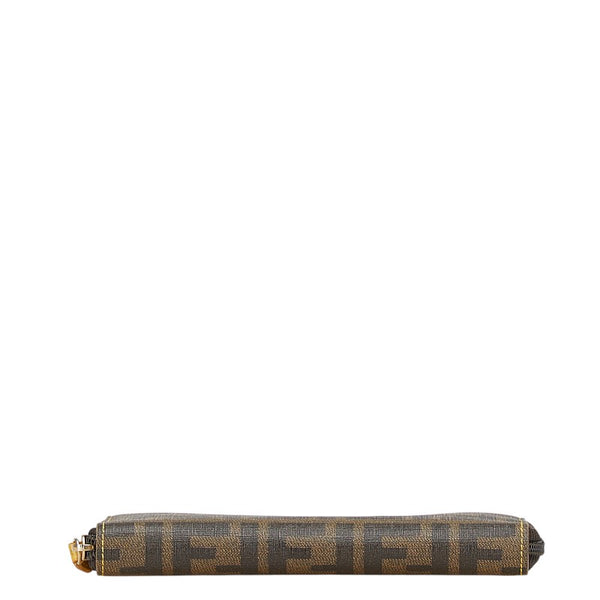 フェンディ ズッカ ラウンドファスナー 長財布 8M0024 ブラウン イエロー PVC レディース FENDI 【中古】