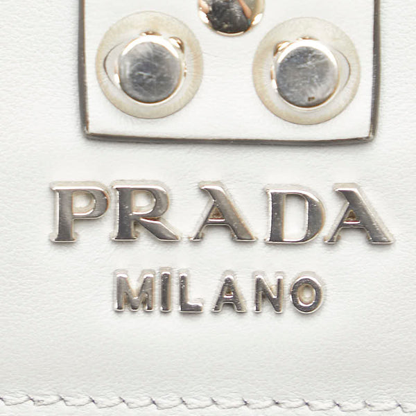 プラダ スタッズ 斜め掛け ショルダーバッグ  グレー レザー レディース PRADA 【中古】