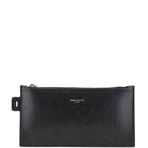 サンローラン ポーチ 小物入れ ブラック レザー レディース SAINT LAURENT 【中古】