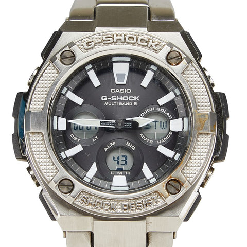 カシオ Gショック Ｇスチール ミドルサイズ 腕時計 GST-W330D ソーラー電波時計 ブラック文字盤 ステンレススチール メンズ CASIO 【中古】