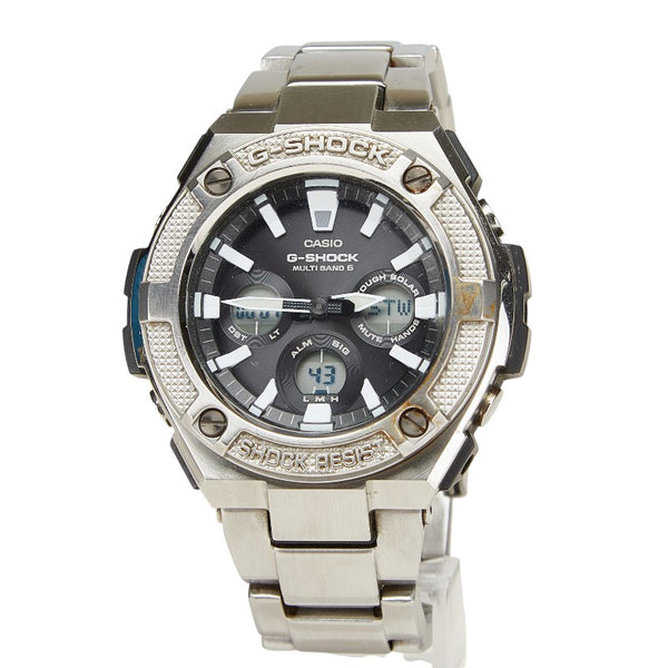 カシオ Gショック Ｇスチール ミドルサイズ 腕時計 GST-W330D ソーラー電波時計 ブラック文字盤 ステンレススチール メンズ CASIO 【中古】