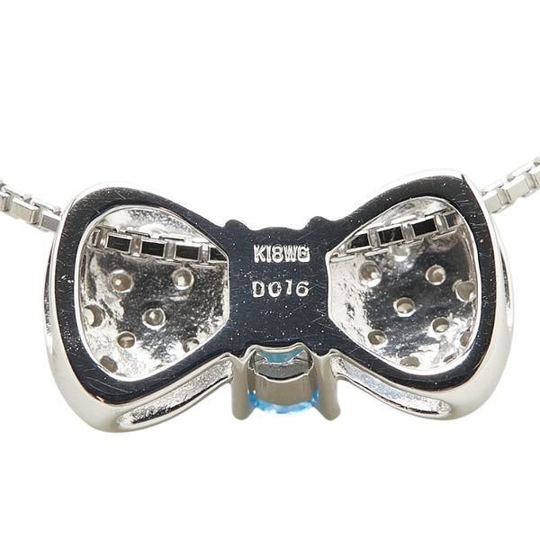 K18WG ホワイトゴールド ダイヤ0.16ct リボン モチーフ ネックレス レディース 【中古】