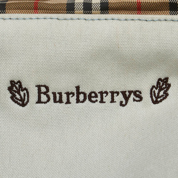バーバリー ノバチェック トートバッグ グレー マルチカラー キャンバス レザー レディース BURBERRY 【中古】