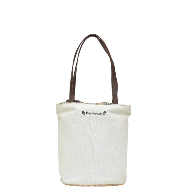 バーバリー ノバチェック トートバッグ グレー マルチカラー キャンバス レザー レディース BURBERRY 【中古】