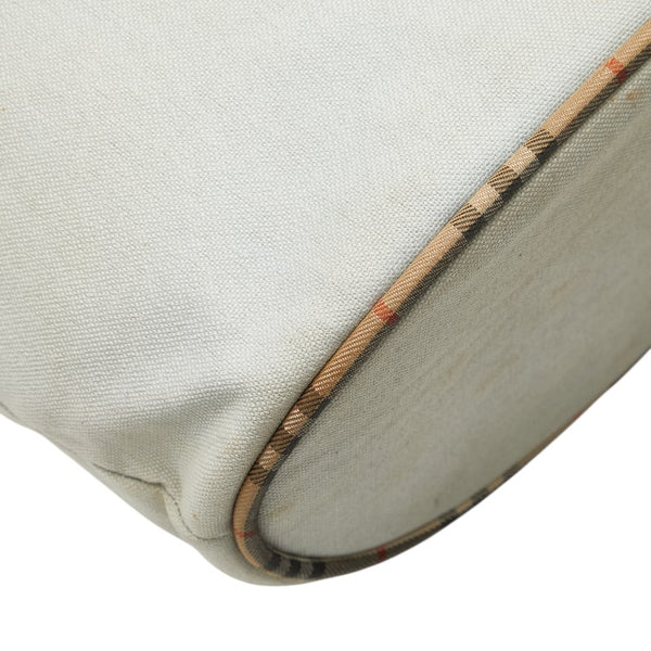 バーバリー ノバチェック トートバッグ グレー マルチカラー キャンバス レザー レディース BURBERRY 【中古】