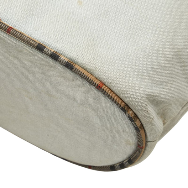 バーバリー ノバチェック トートバッグ グレー マルチカラー キャンバス レザー レディース BURBERRY 【中古】