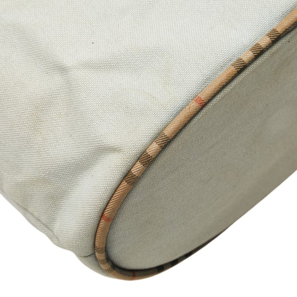 バーバリー ノバチェック トートバッグ グレー マルチカラー キャンバス レザー レディース BURBERRY 【中古】